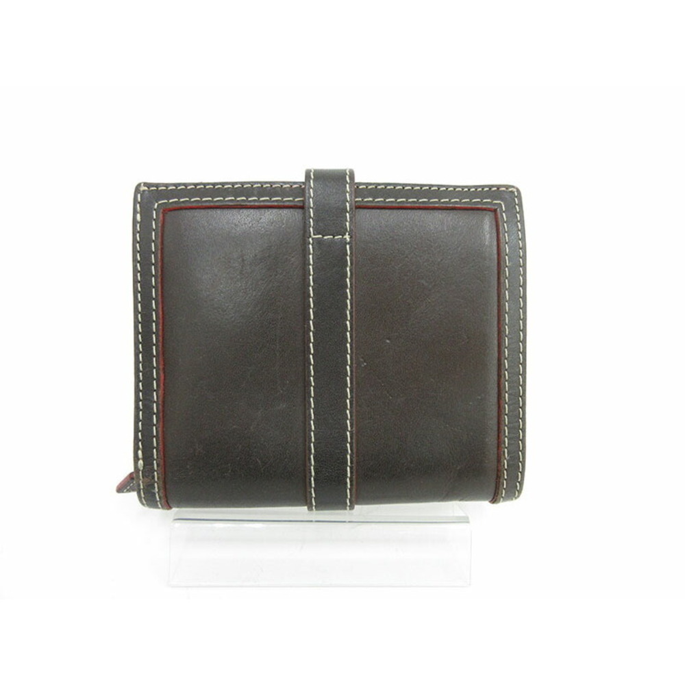 Burberry Wallet BLUE Leather LABEL fold Brown Bi
